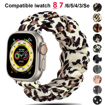 Леопардовый ремешок для Apple Watch band 40 мм 44 мм 42 мм 38 мм 49 мм Эластичный нейлоновый браслет-петля iwatch ultra series 3 SE 6 7 8 45 мм 41 мм