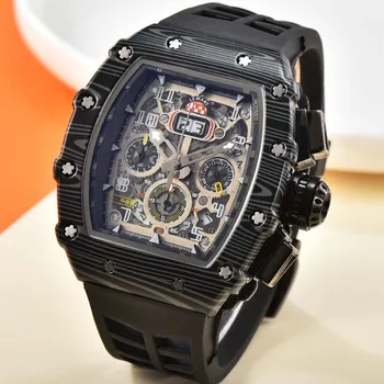 2023 Топ класса ААА + класса Люкс, мужские часы люксового бренда Fly Back Timing, Белый керамический многофункциональный кварцевый механизм RM11-03