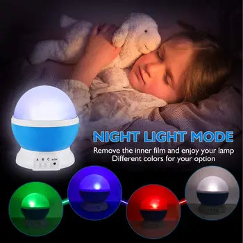 Звездный Ночник Туманность Небесный Проектор с Вращением на 360 градусов, 4 светодиодные лампы, 12 Сменных цветов Освещения с USB-кабелем, Детские подарки.