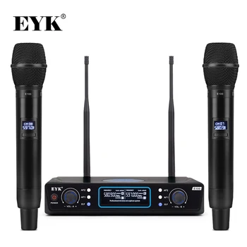 EYK E100 UHF Фиксированная частота 2 Канала Беспроводная микрофонная система Двойной ручной микрофон Дальнего действия для KTV Караоке Семейной вечеринки