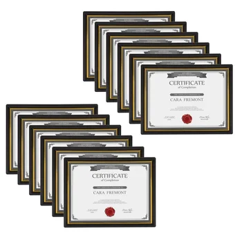 Корпоративная рамка для документов, предназначенная для отображения стандартных сертификатов, черная 8,5x11, Набор из 12 Готовых к использованию горизонтальных или вертикальных