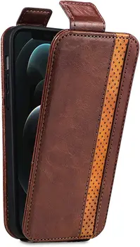 Чехол-бумажник для iPhone 14 Серии, кожаный чехол для телефона с противоударным откидным карманом Slim Fit Up Down, чехол-кошелек со слотом для карт