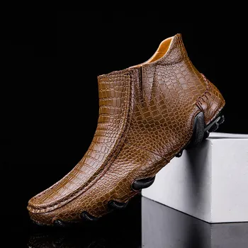 Абсолютно Новая Мужская Кожаная обувь, Трендовые удобные Лоферы с узором 