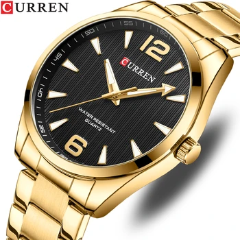 Мужские часы модного бренда CURREN со светящимися стрелками, стильные деловые наручные часы с ремешком из нержавеющей стали для мужчин