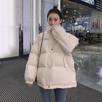Зимняя куртка, женская толстая куртка с хлопковой подкладкой, Корейское Свободное пуховое хлопчатобумажное пальто, куртка для женщин
