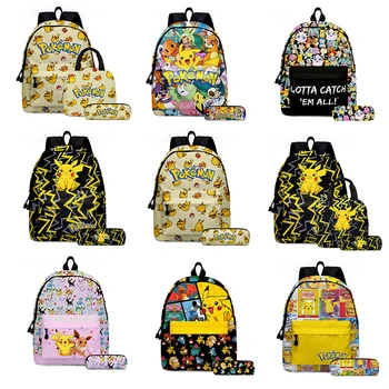 Комплект из 2 предметов, рюкзак с Покемоном Пикачу, Студенческая Школьная сумка, Пенал, Детские подарки, Мультяшная Школьная сумка Mochila