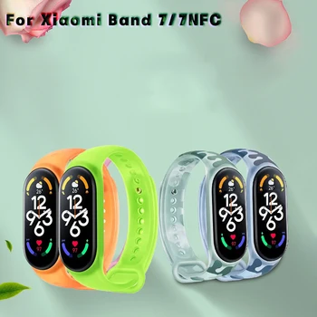 Ремешок для Xiaomi Mi Band 7 NFC, флуоресцентный Камуфляжный браслет, Силиконовый ремешок для Xiaomi Mi Band 7 2022, сменный ремешок