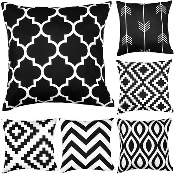 Черно-белые наволочки ric 18x18 дюймов, простая черно-белая наволочка с рисунком ric, декоративная подушка