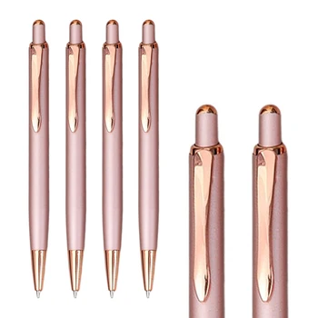 Простые металлические шариковые ручки из розового золота, выдвижные ручки для подписи в деловом офисе, Школьные канцелярские принадлежности, высококачественные письменные принадлежности