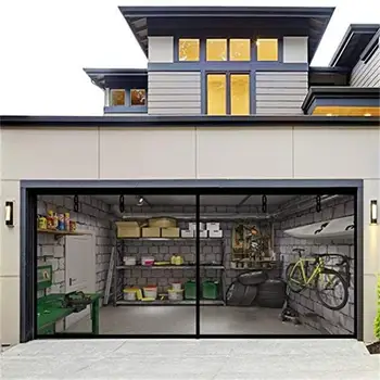 Персонализированная занавеска для гаражной двери большого размера с магнитным обручем и петлей из стекловолокна, занавеска для гаражной двери с противомоскитной сеткой