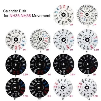 Диск с календарем для механизма NH35 NH36, измененная деталь, день / неделя, дата на диске в положении 