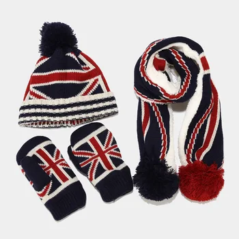 Зимняя шапка, шарф, перчатки для мальчиков и девочек, Комплект из трех предметов, сохраняющий тепло, Детская лыжная шапка, шарф, толстые ветрозащитные комплекты