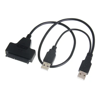 30 шт./лот Двойной кабель-адаптер USB 2.0 на SATA 7 + 15 Pin 22Pin для 2,5 