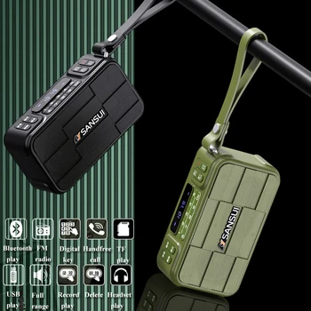 Портативный FM-радиомагнитофон со светодиодным дисплеем, беспроводной динамик Bluetooth, музыкальный плеер с громкой связью, поддержка TF-карты, U-диска, AUX-гарнитуры