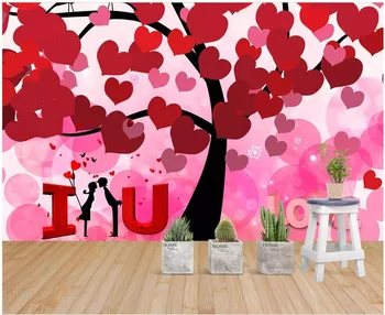 3d фотообои на заказ настенная роспись Романтическое теплое дерево любви love LOVE свадебный номер домашний декор 3d настенные фрески обои для стен 3 d