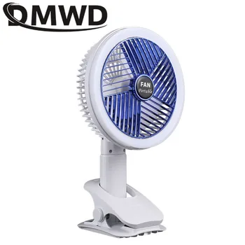 DMWD Clip Fan USB Перезаряжаемые МИНИ настольные вентиляторы Портативный ручной вентилятор с поворотом на 360 градусов Кулер с ночным освещением