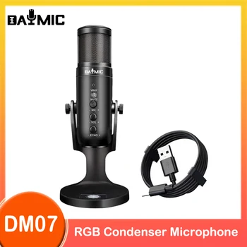 USB Микрофон для подкаста DM07 Pro RGB Конденсаторный микрофон, Подкаст для ПК и смартфонов, запись в прямом эфире, Fone Podcast