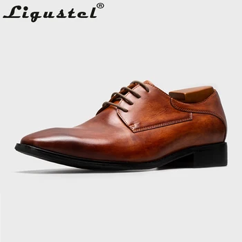 Мужская Обувь Ligustel, коричневые модельные туфли из патинированной кожи, Модная итальянская дизайнерская обувь с красной подошвой, Goodyear ручной работы, Большие размеры 47