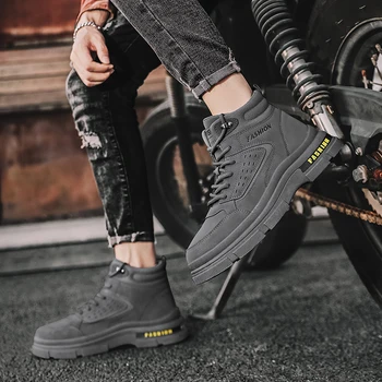 Осенние новые модные брендовые оригинальные ботинки для мужчин, спортивные, уличные, на толстой подошве, рабочие, нескользящие, Роскошные мотоциклетные ботинки, повседневная обувь