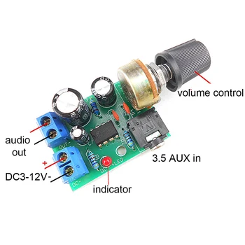 Плата аудиоусилителя LM386 10 Вт Моно 3,5 мм DC 3-12 В Регулятор громкости
