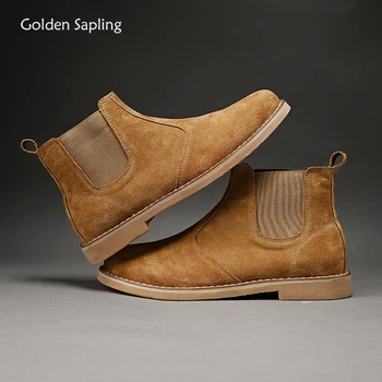 Golden Sapling/Ботинки Челси; Мужская модная кожаная повседневная обувь; Зимняя обувь; Классические мужские ботинки; Обувь для отдыха на платформе в стиле ретро;