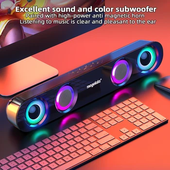 Беспроводной динамик, зарядка через USB, BT5.0, громкоговоритель с красочной подсветкой, Водонепроницаемый стереофонический динамик объемного звучания, музыкальная шкатулка для спальни