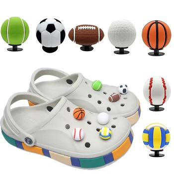 3D баскетбол футбол волейбол теннис регби Гольф Крок обуви подвески забавные аксессуары для сада пряжки подходят сабо сандалии украсить