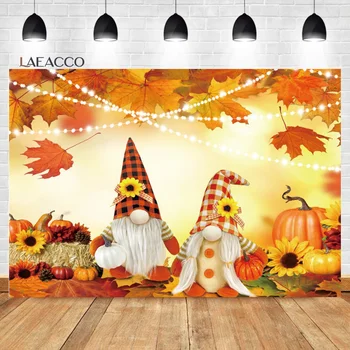 Laeacco Осенний фон для фотосъемки урожая на День Благодарения, Осенняя тыква, Гоблин, кленовые листья, фон для портретной фотосъемки семейной вечеринки
