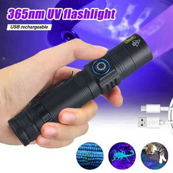 Мини 365нм УФ-Фонарик Фиолетовый Ультрафиолетовый Blacklight USB Перезаряжаемый Ковер Детектор Мочи домашних Животных Улавливает Скорпионов Linternas