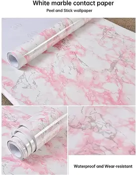 Розовая мраморная контактная бумага, непромокаемые обои, легко снимаемые самоклеящиеся обои для кухонной столешницы
