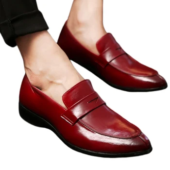 Обувь для мужчин, Кожаная деловая модельная обувь, Износостойкие Лоферы без застежки, Мужская обувь Chaussure Homme