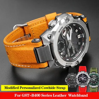 Ремешок для часов из натуральной Кожи C-asio Steel Heart Watch Band GST-B400 GST-B400BD/AD Series Модифицированный Ремешок Нейлоновый Спортивный Браслет Мужской