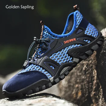 Golden Sapling Летняя мужская повседневная обувь с дышащей воздушной сеткой для отдыха на открытом воздухе Мужская спортивная обувь для горных походов Модные туфли на плоской подошве