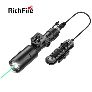 Richfire SFD-06 18650 Тактический фонарик 1000LM с Зеленым Лучом Лазерный Перезаряжаемый Оружейный Фонарь для Охоты на Пикатинни