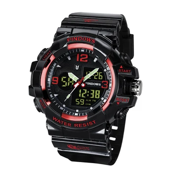 Высококачественные Мужские спортивные часы, Водонепроницаемые цифровые наручные часы с двойным дисплеем для мальчиков и указкой, модные мужские электронные наручные часы