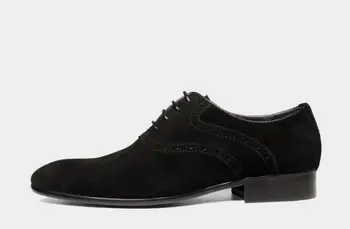 Модная мужская обувь из нубука, Дышащая повседневная обувь с острым носком, мужская обувь на шнуровке из натуральной кожи