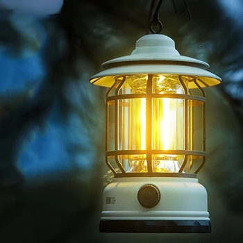 Ретро Уличная походная лампа Type-C С быстрой зарядкой, Декоративная Водонепроницаемая лампа для палатки, Портативный фонарь для кемпинга 2023