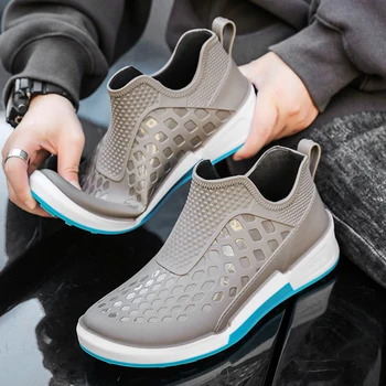 2023 Новые мужские уличные нескользящие походные ботинки Shaxi, Непромокаемые ботинки для рыбалки, Рабочая обувь, Прочная водонепроницаемая резиновая обувь для рыбалки, Размер 44
