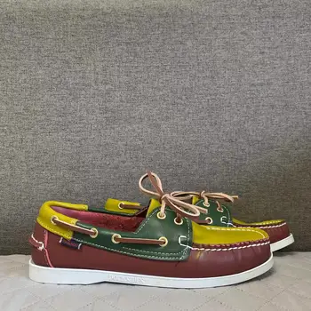 Мужская аутентичная обувь для доков Sebago - кожаные туфли-лодочки премиум-класса со шнуровкой и острым носком AB099