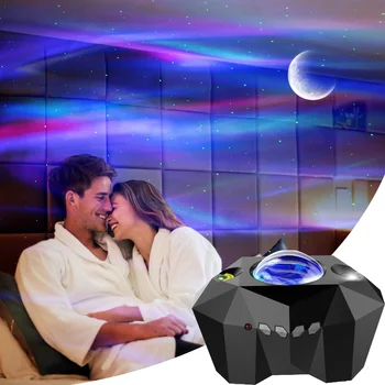 Проекция Северного сияния USB Dream, Звездное небо, свет с водяным узором, Лазерный луч, Звездная музыка Bluetooth, Атмосферный ночник