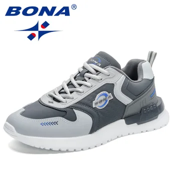 BONA /Новинка 2023, Дизайнерская обувь для Отдыха на вулканизированной платформе, Трендовые Кроссовки, Дышащая Удобная Повседневная обувь на шнуровке, Мужская