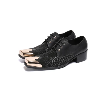 2023 Итальянская осенне-зимняя официальная обувь, Оригинальные туфли-дерби на шнуровке с квадратным носком, Элегантные мужские оксфорды из натуральной кожи