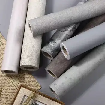 Ретро цементно-серая плотная бумага для контакта с стенами, Виниловые самоклеящиеся водонепроницаемые обои для гостиной, домашний декор, Съемная наклейка