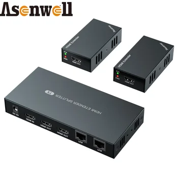 HDMI Разветвитель 1x2 Удлинитель 50m 1080P Poc по кабелю Cat5e Cat6 Ethernet IP Сеть с Петлевым Выходом HDMI EDID IR Control EDID Set
