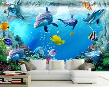 beibehang обои papel de parede papier peint bebang 3D морское дно животное морское дно рыба гостиная ТВ стена papel tapiz