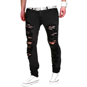 Мужские джинсы, винтажные рваные джинсовые брюки, Весна-лето, повседневные открытые модные брюки в стиле хип-хоп, тонкие мужские брюки, уличная одежда