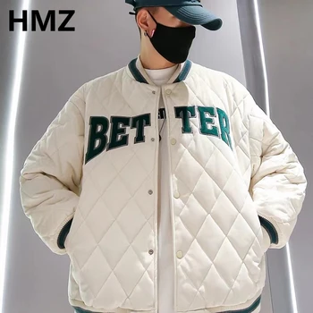 HMZ/Утепленные Куртки с Вышивкой букв в Американском стиле в стиле Ретро, Пальто Для Мужчин, Уличный Тренд 2022, Универсальная Бейсбольная Форма, Пара Свободных Пар...