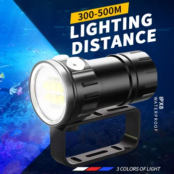 300000ЛМ, профессиональный фонарик для дайвинга, портативный Водонепроницаемый фонарь IPX8 для дайвинга, подводной охоты, рыбалки