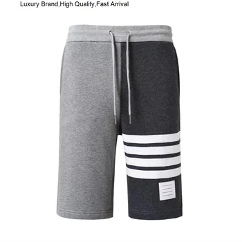Корейский новый модный бренд, повседневные хлопковые Роскошные спортивные брюки в пару полос, оригинальный дизайн сращивания, знаменитые спортивные шорты