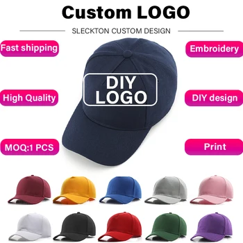 Бейсбольная кепка SLECKTON с вышивкой на заказ для женщин и мужчин, кепки с изображением логотипа, Дизайнерские шляпы, Брендовые однотонные оптом Унисекс